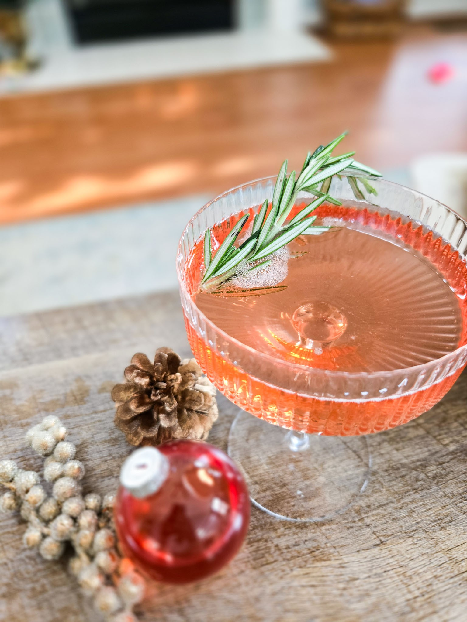 Cranberry Elderflower Spritz Ornament Cocktail