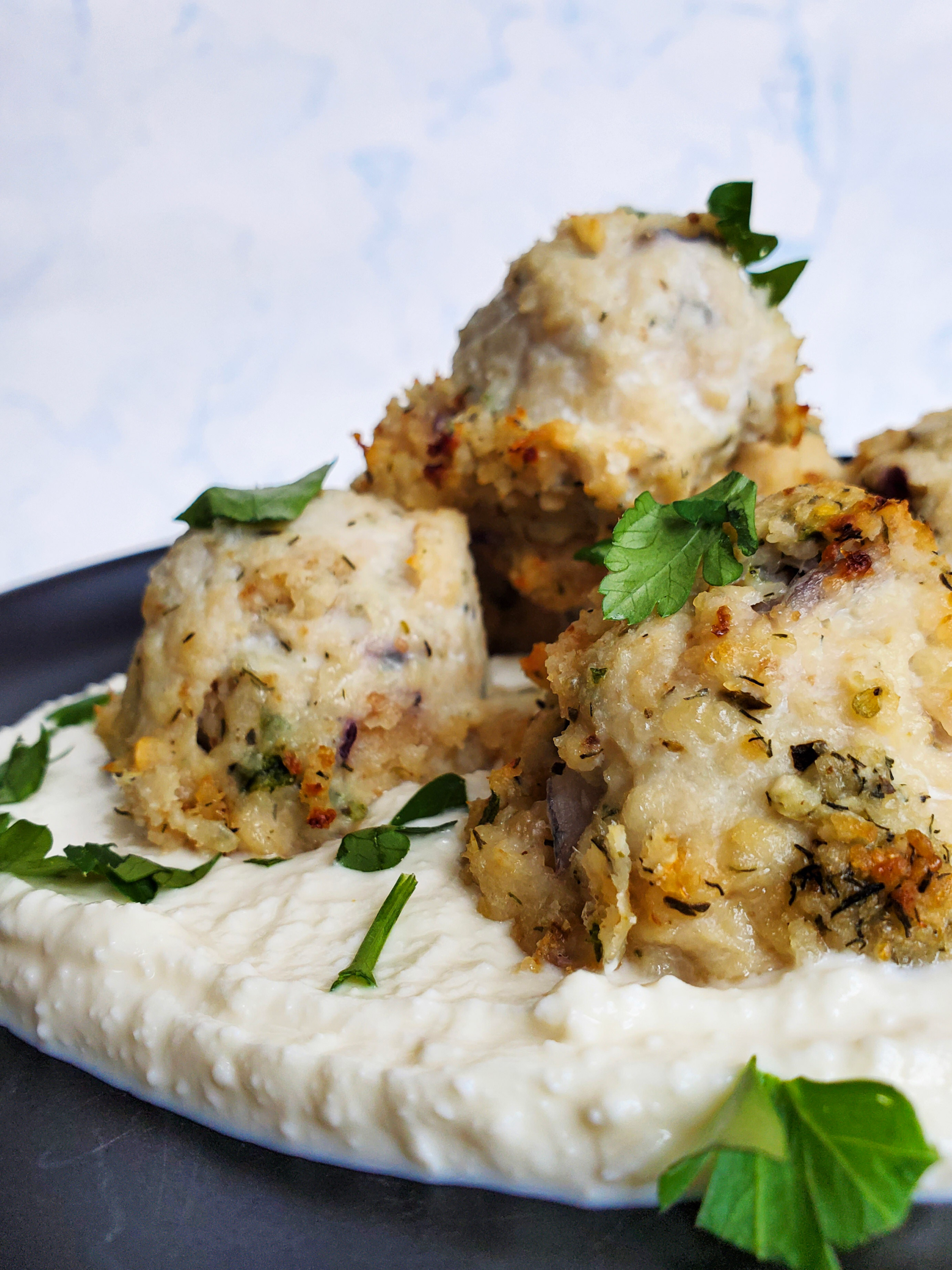 Greek Chicken Meatballs with Whipped Feta
