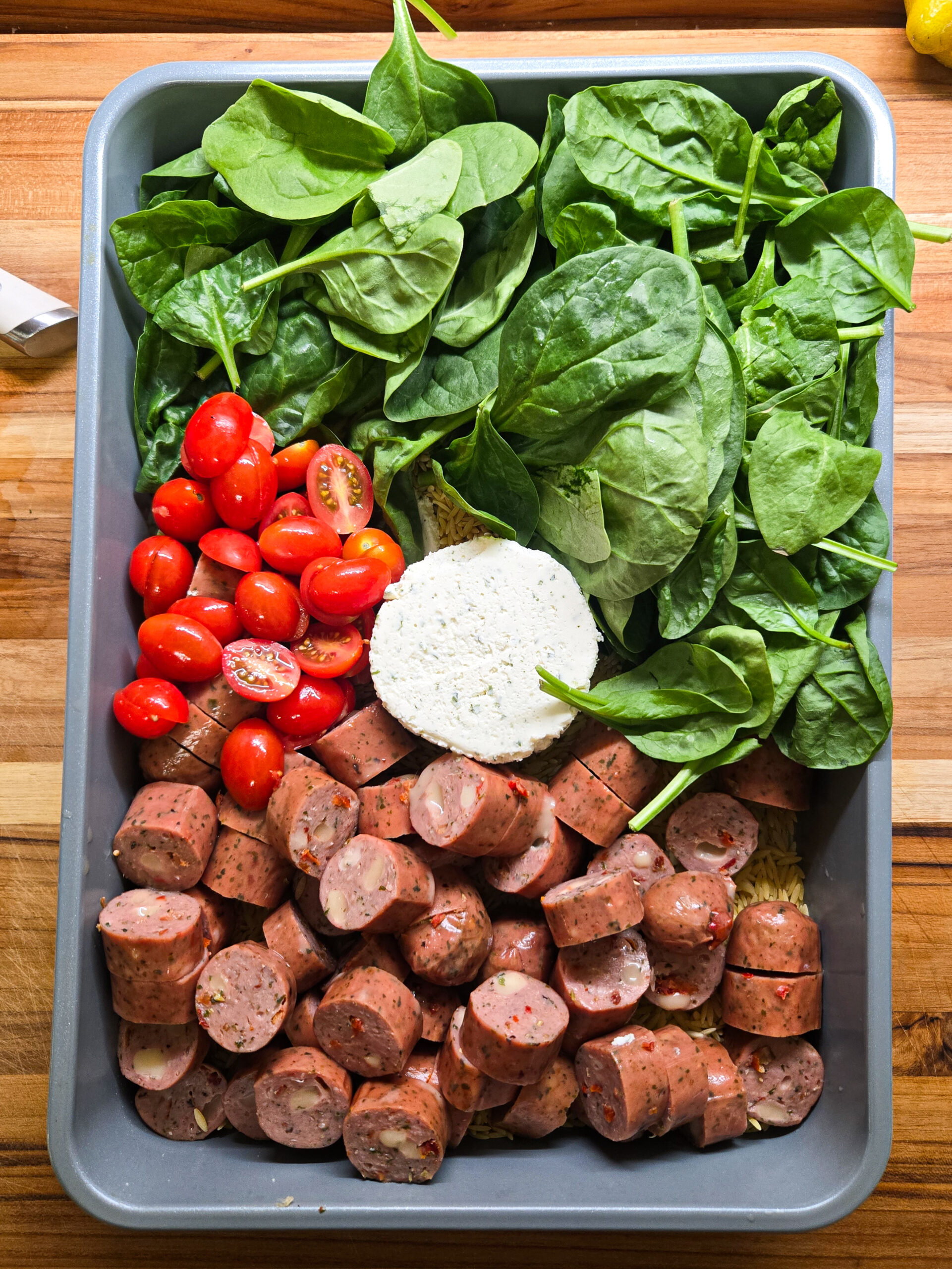 One Pan Boursin Chicken Sausage Orzo